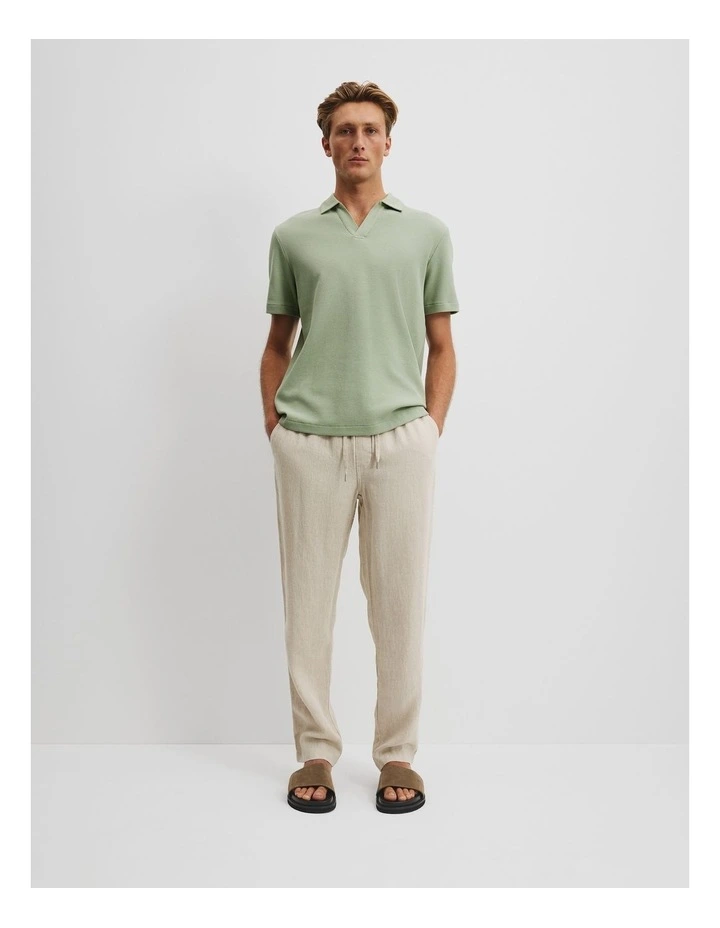 Australian Cotton Relaxed Waffle Polo in Sage image 3