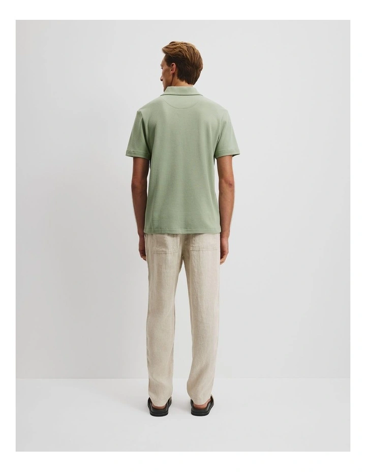 Australian Cotton Relaxed Waffle Polo in Sage image 4