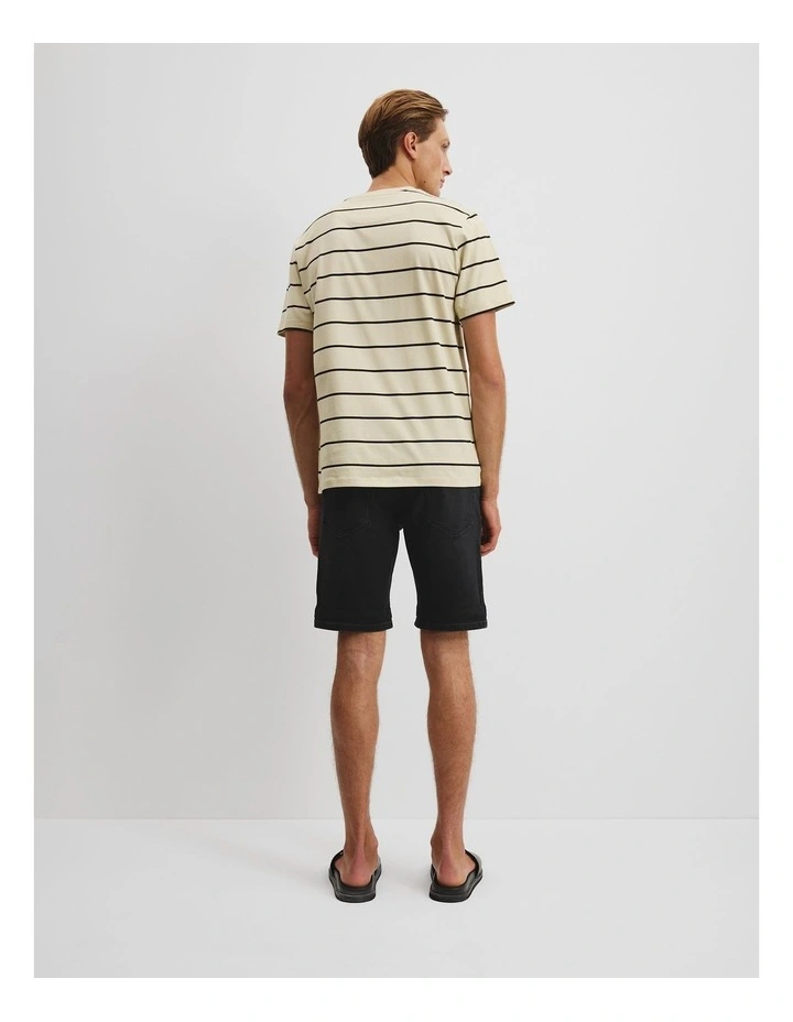 Australian Cotton Modern Logo Stripe T-Shirt in Black Multi image 4
