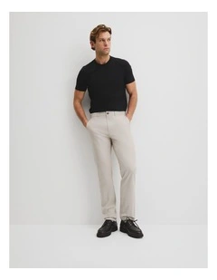 Australian Cotton Tapered Fit Stretch Chino in Pebble