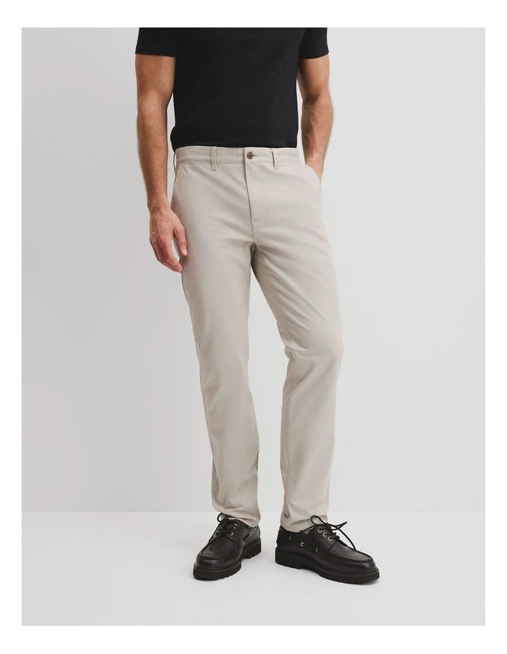 Australian Cotton Tapered Fit Stretch Chino in Pebble image 3