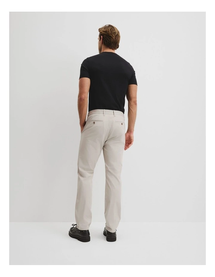 Australian Cotton Tapered Fit Stretch Chino in Pebble image 4