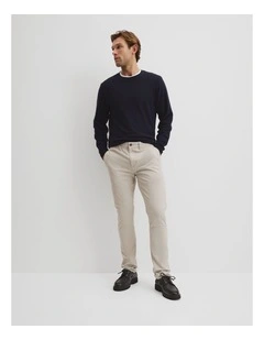 Australian Cotton Slim Fit Stretch Chino in Pebble