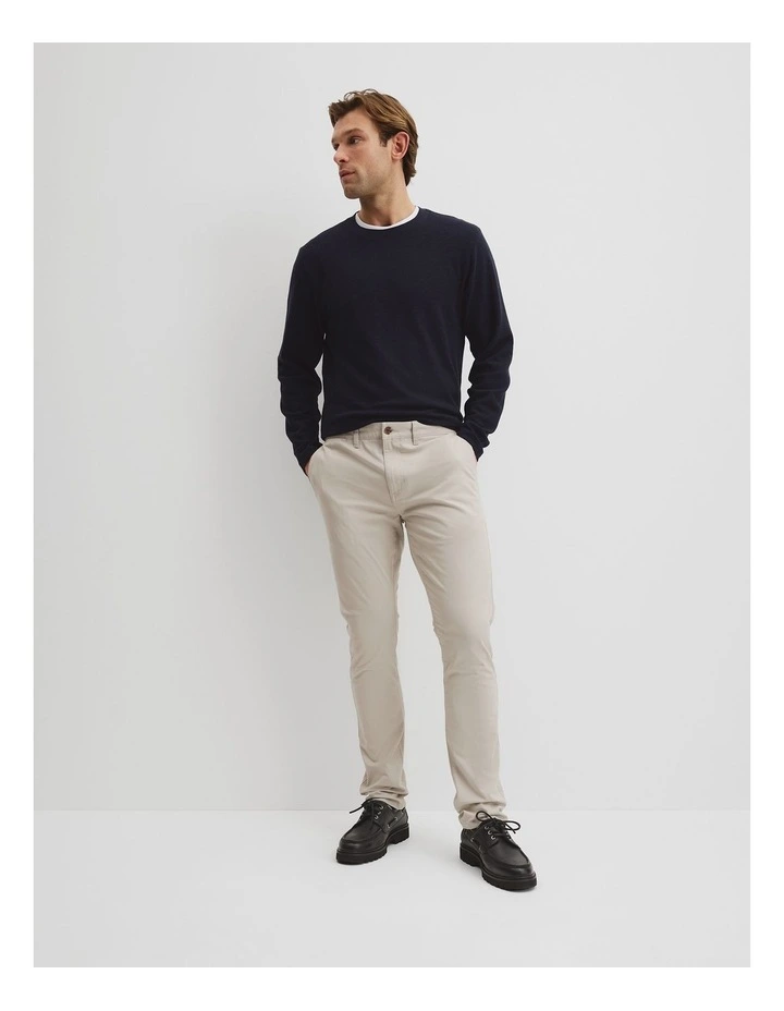 Australian Cotton Slim Fit Stretch Chino in Pebble image 1