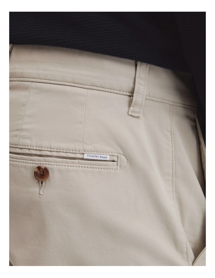 Australian Cotton Slim Fit Stretch Chino in Pebble image 3