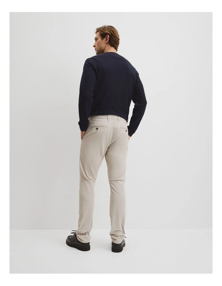Australian Cotton Slim Fit Stretch Chino in Pebble image 4