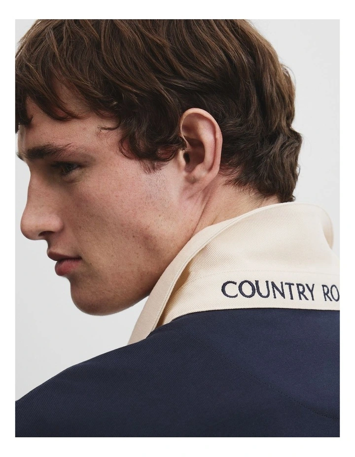 Long Sleeve Rugby Polo in Navy image 2