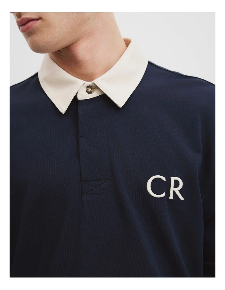 Long Sleeve Rugby Polo in Navy image 4
