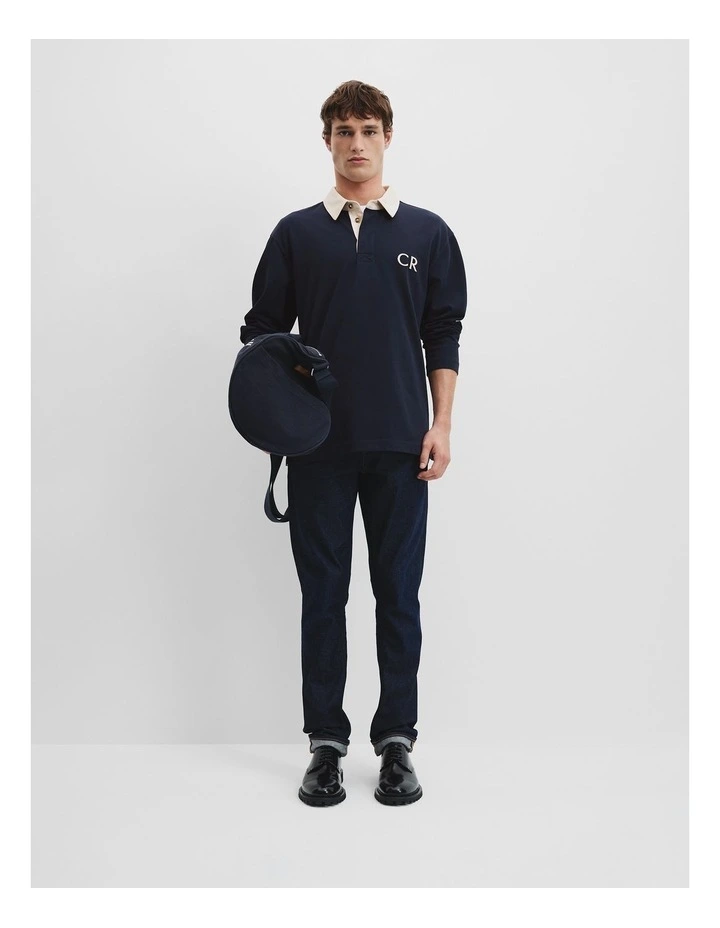 Long Sleeve Rugby Polo in Navy image 5