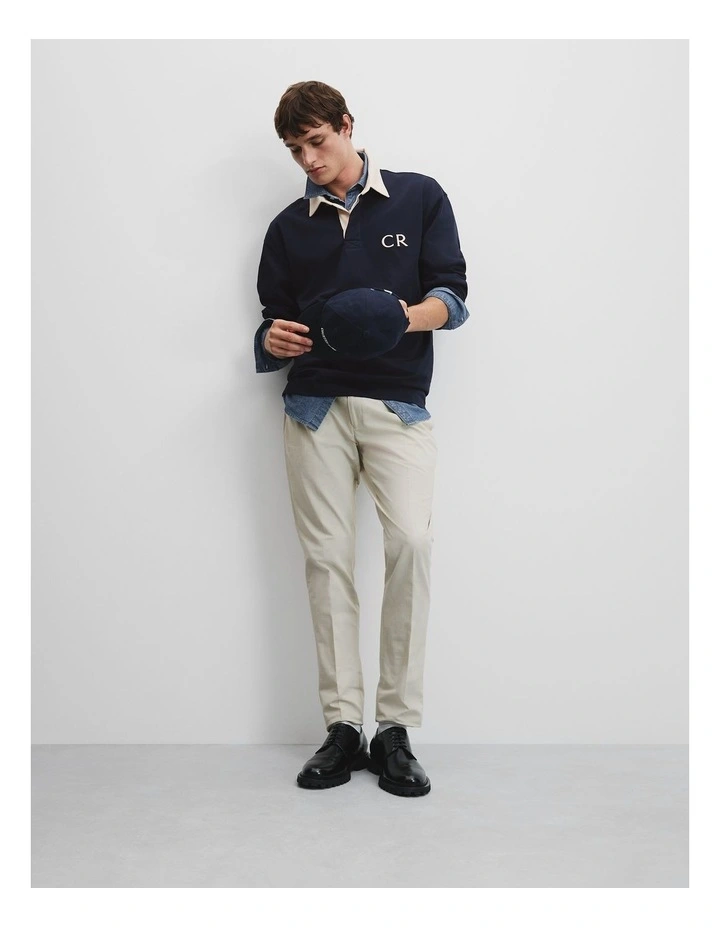 Long Sleeve Rugby Polo in Navy image 6