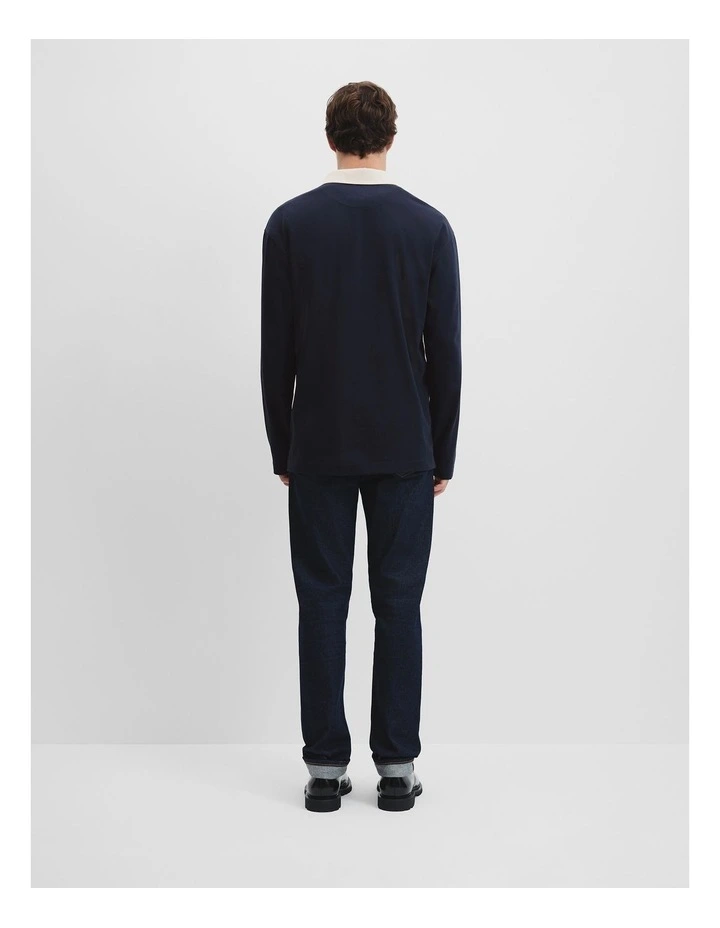 Long Sleeve Rugby Polo in Navy image 7