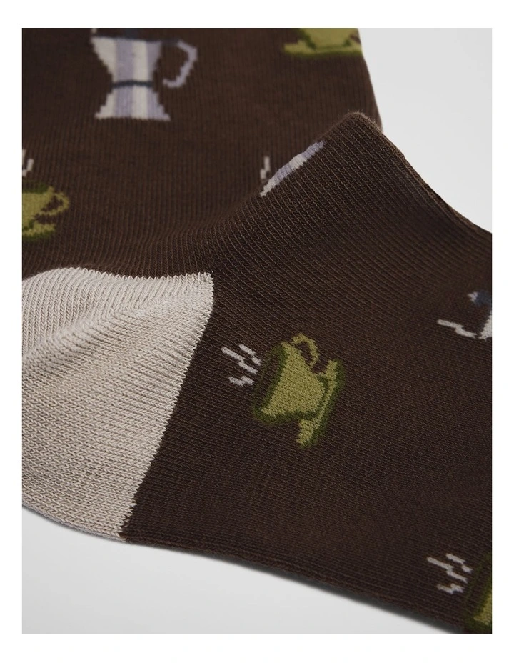 Cotton Blend Coffee Sock in Chocolate image 2