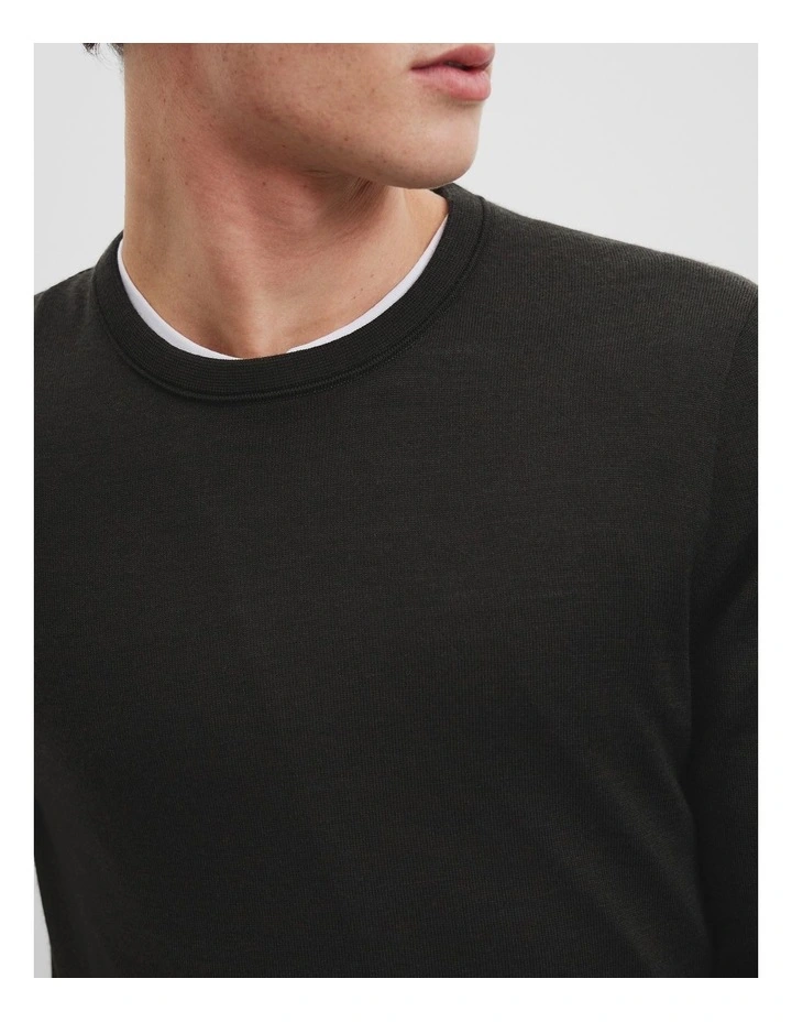 Verified Australian Merino Wool Crew Neck Knit in Forest Melange image 2