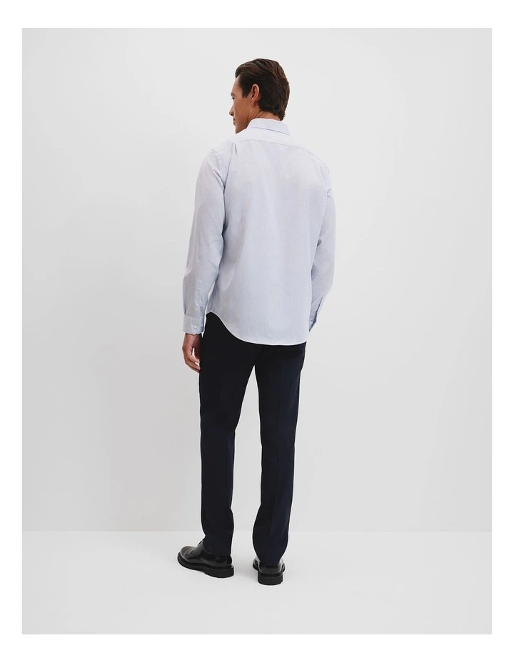 Regular Fit Stripe Travel Shirt in Mid Blue image 4