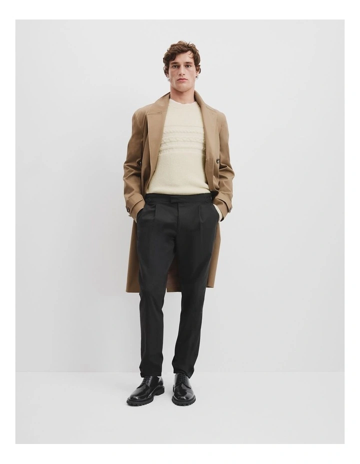 Alpaca Cable Crew Neck Knit in Parchment image 2