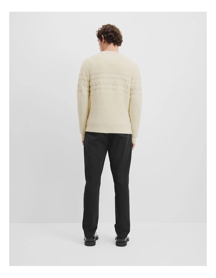 Alpaca Cable Crew Neck Knit in Parchment image 4