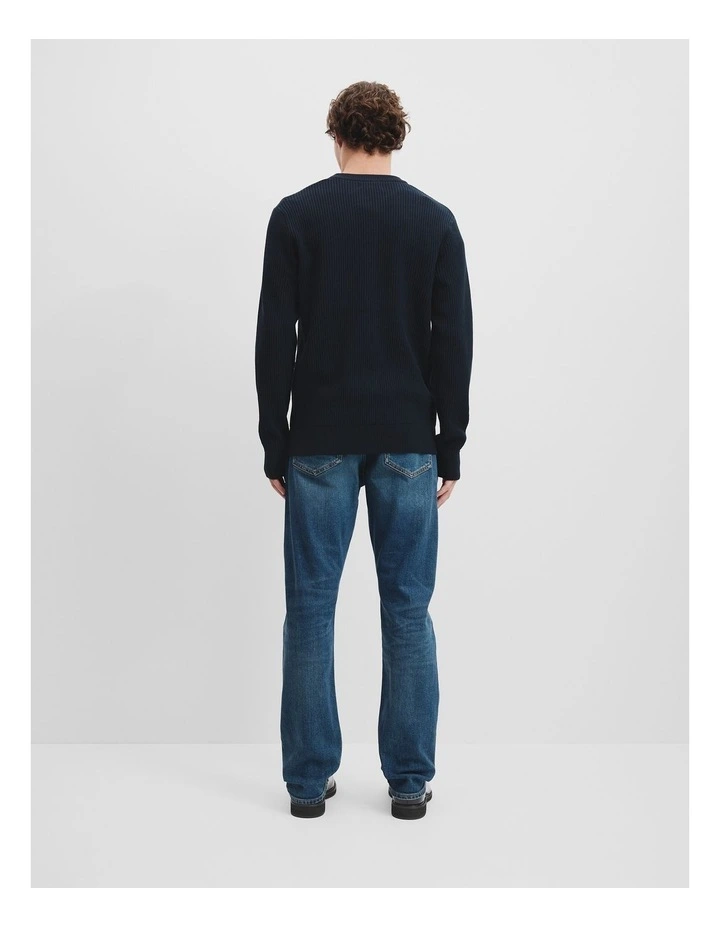 Cotton Waffle Henley in Navy image 4