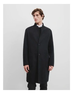 Recycled Wool Blend Double Faced Coat in Charcoal