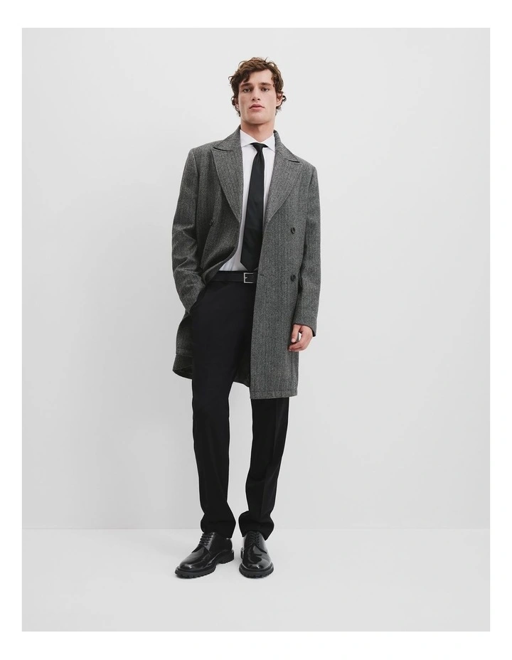 Herringbone Wool Overcoat in Graphite image 1
