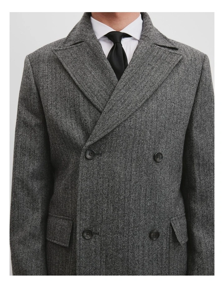 Herringbone Wool Overcoat in Graphite image 2