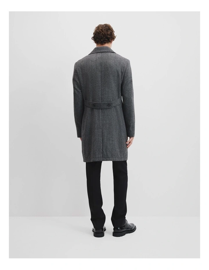 Herringbone Wool Overcoat in Graphite image 4