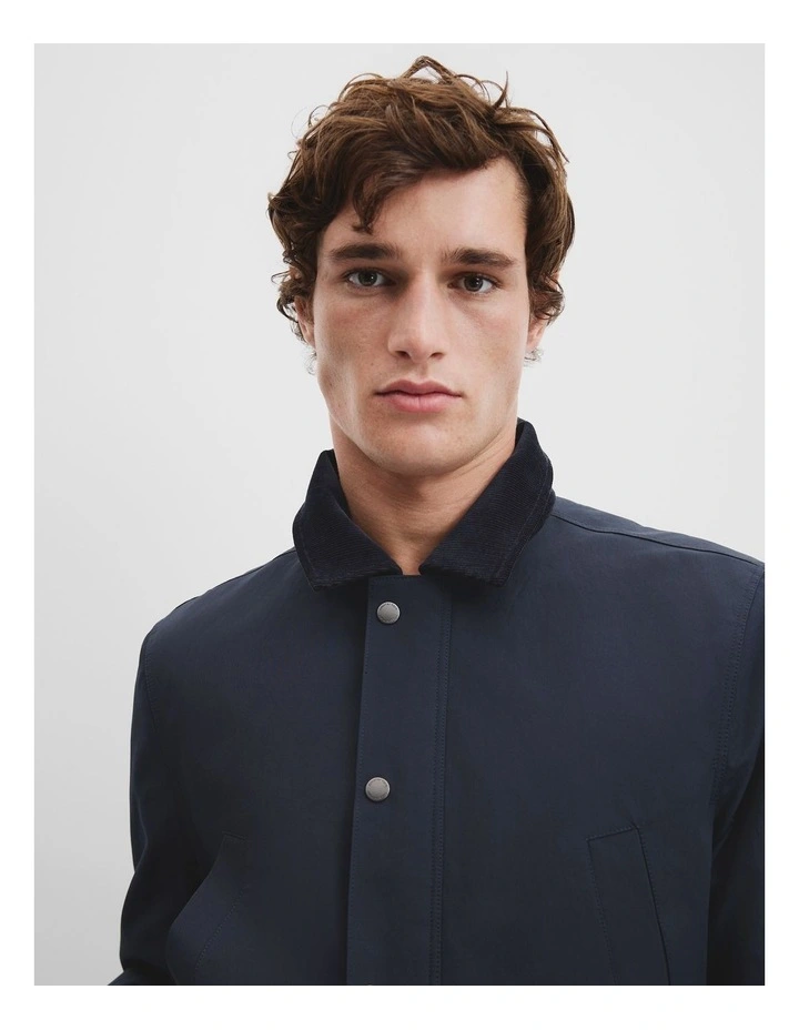 Cord Trim Wadded Jacket in Navy image 2