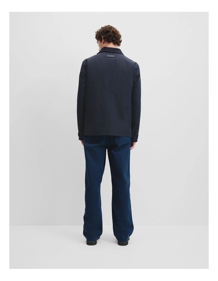 Cord Trim Wadded Jacket in Navy image 4