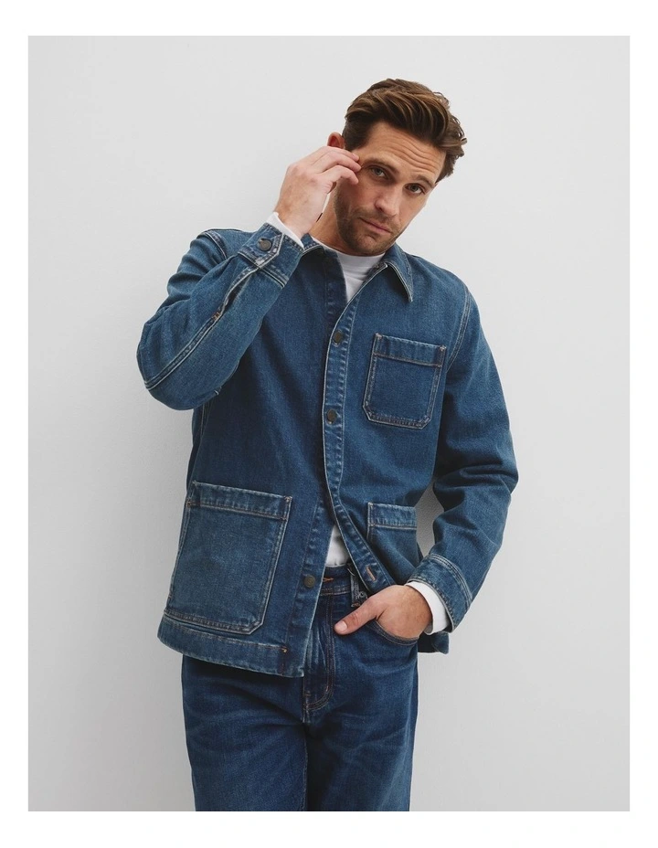 Denim Overshirt in Dark Indigo image 1