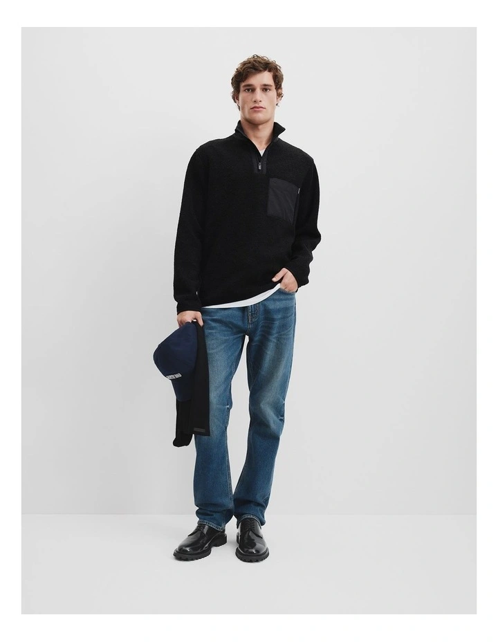 Fleece 1/2 Zip in Black image 3
