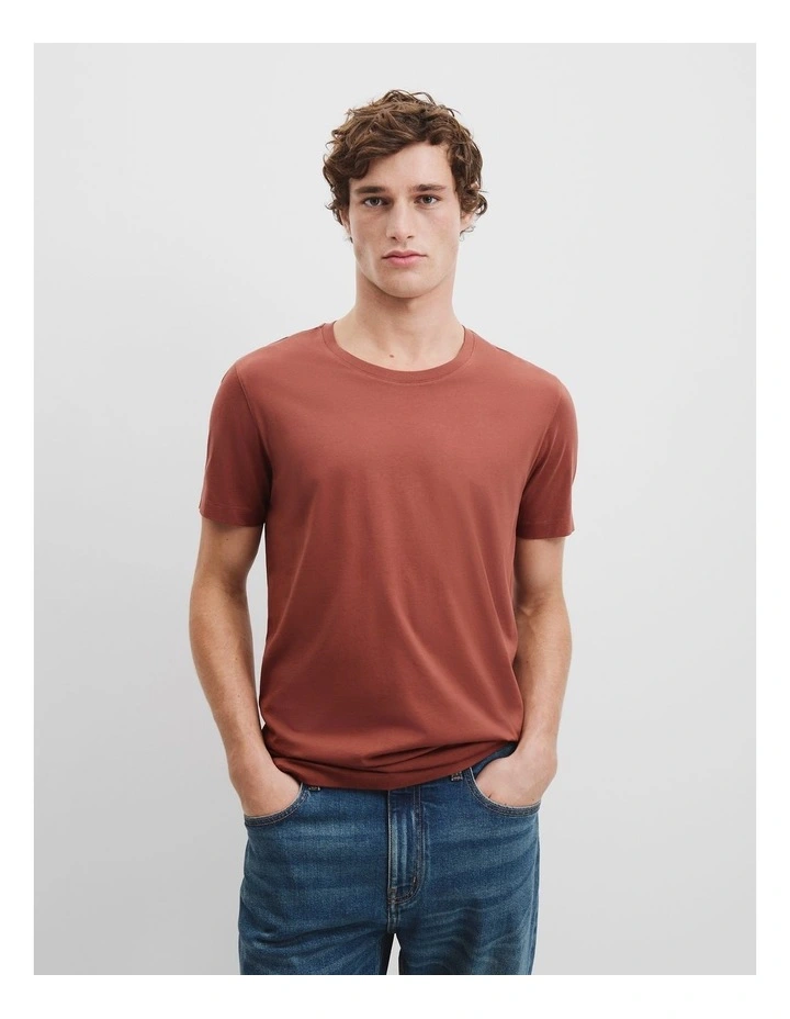 Pima Cotton Crew T-shirt in Rouge image 1