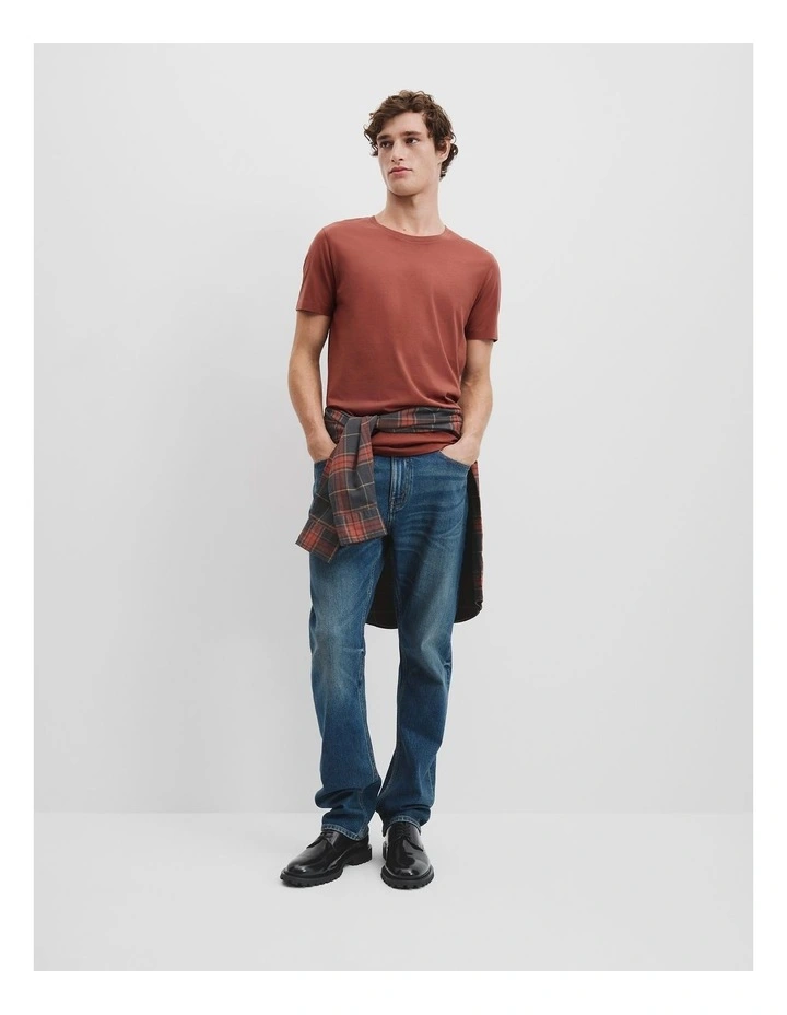 Pima Cotton Crew T-shirt in Rouge image 3