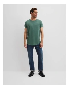 Australian Cotton Longline Garment Dye T-shirt in Cypress