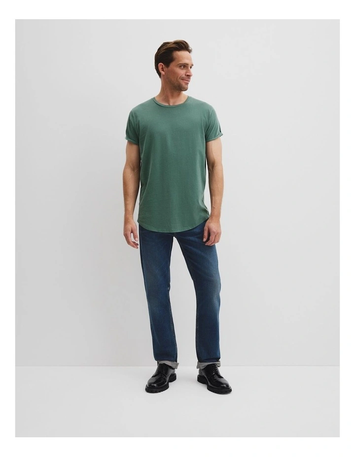 Australian Cotton Longline Garment Dye T-shirt in Cypress image 1