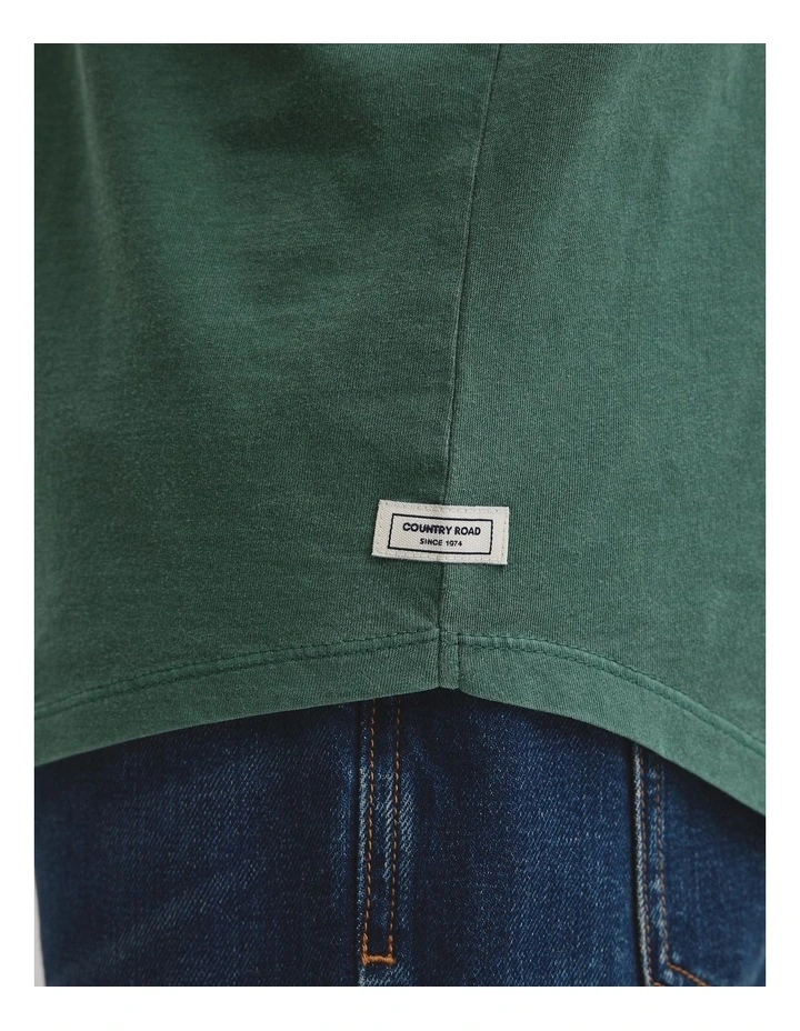 Australian Cotton Longline Garment Dye T-shirt in Cypress image 2