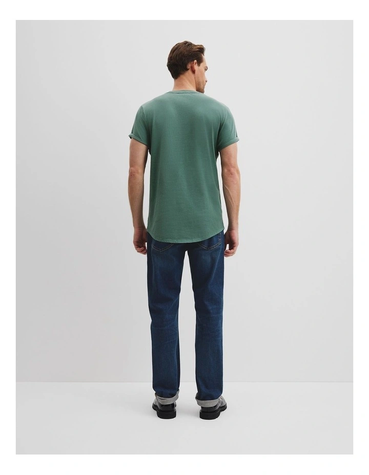 Australian Cotton Longline Garment Dye T-shirt in Cypress image 4