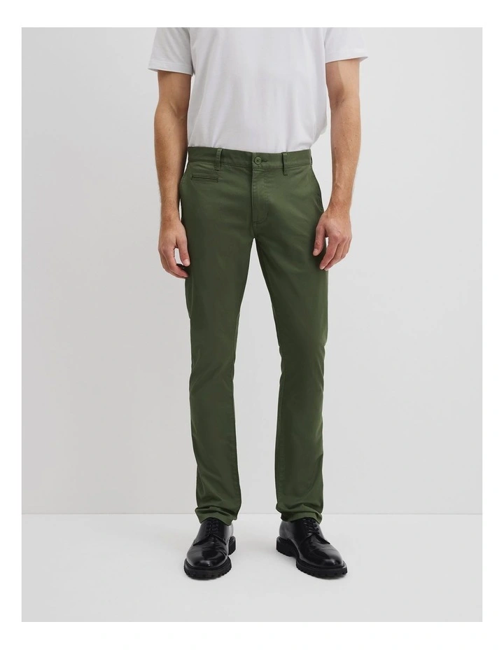 Australian Cotton Slim Fit Stretch Chino in Thyme image 2