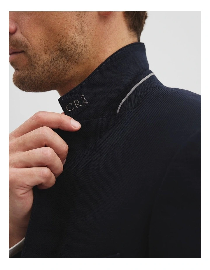 Regular Textured Wool Stripe Blazer in Navy image 2