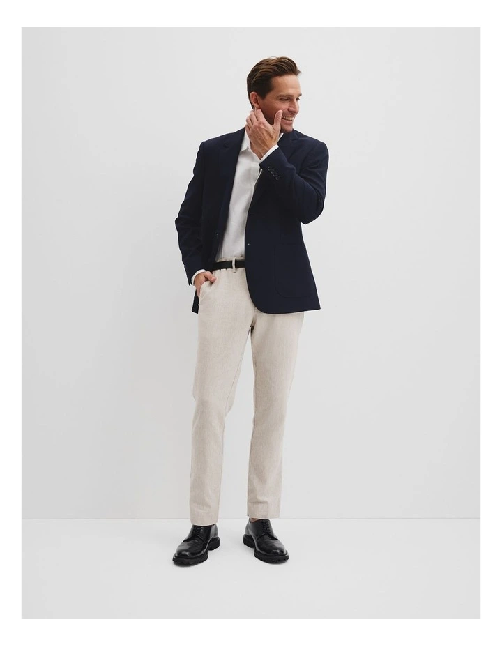 Regular Textured Wool Stripe Blazer in Navy image 3