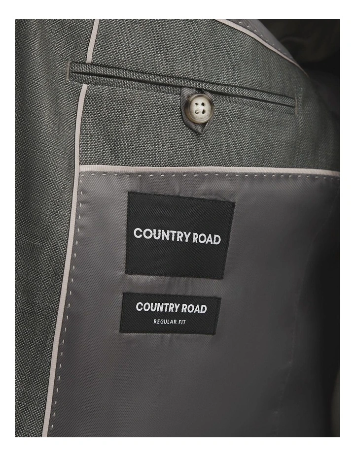 Regular Fit Linen Single Breasted Jacket in Moss Grey image 4