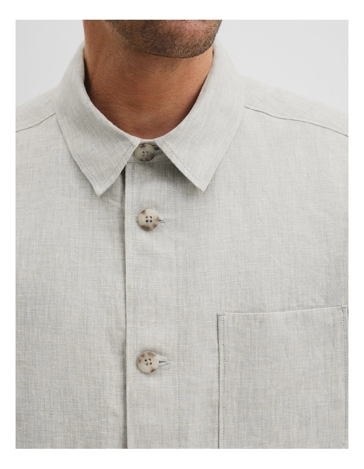 Linen Cotton Overshirt in Eucalyptus image 2