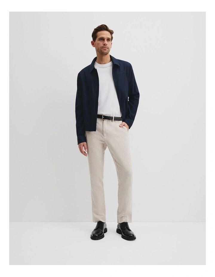 Cotton Linen Zip Through Jacket in Navy image 3