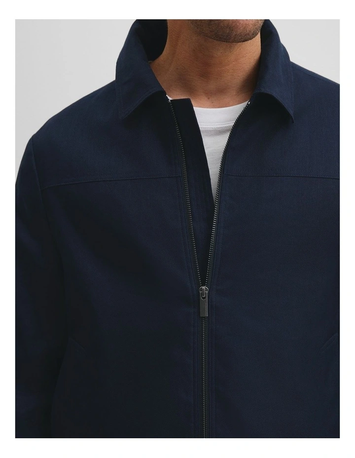 Cotton Linen Zip Through Jacket in Navy image 5