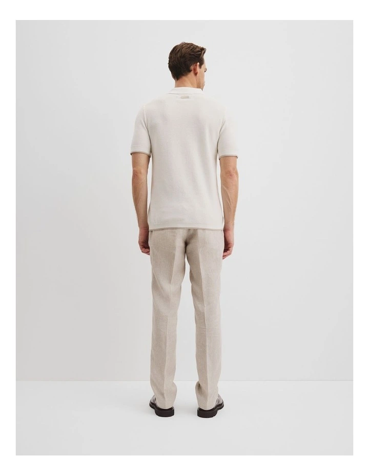 Australian Cotton Textured V-Neck Polo in White image 4