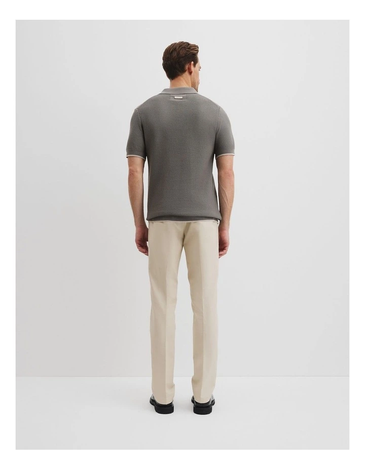 Australian Cotton Textured V-Neck Polo in Grey image 4
