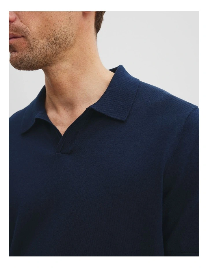 Australian Cotton Blend Silk Trophy Polo in Navy image 2