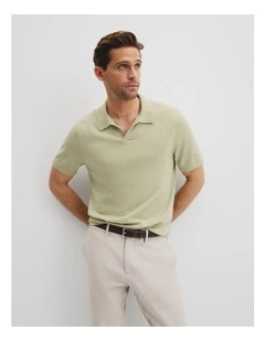 Australian Cotton Blend Silk Trophy Polo in Cool Fern