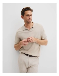 Australian Cotton Blend Silk Trophy Polo in Porcelain
