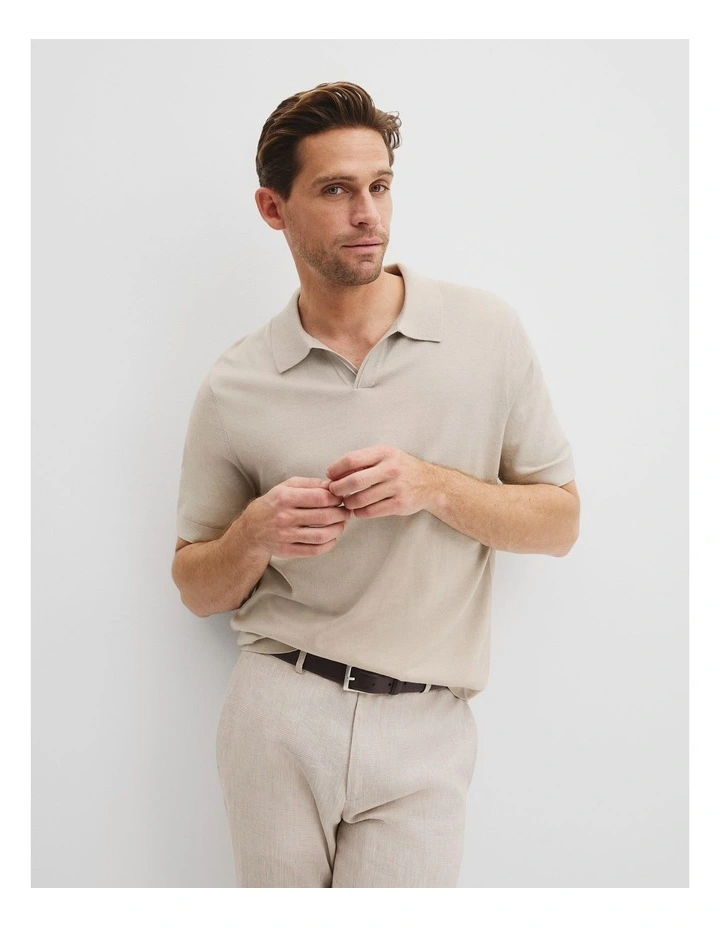 Australian Cotton Blend Silk Trophy Polo in Porcelain image 1