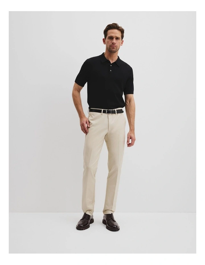 Australian Cotton Blend Silk Button Polo in Black image 3