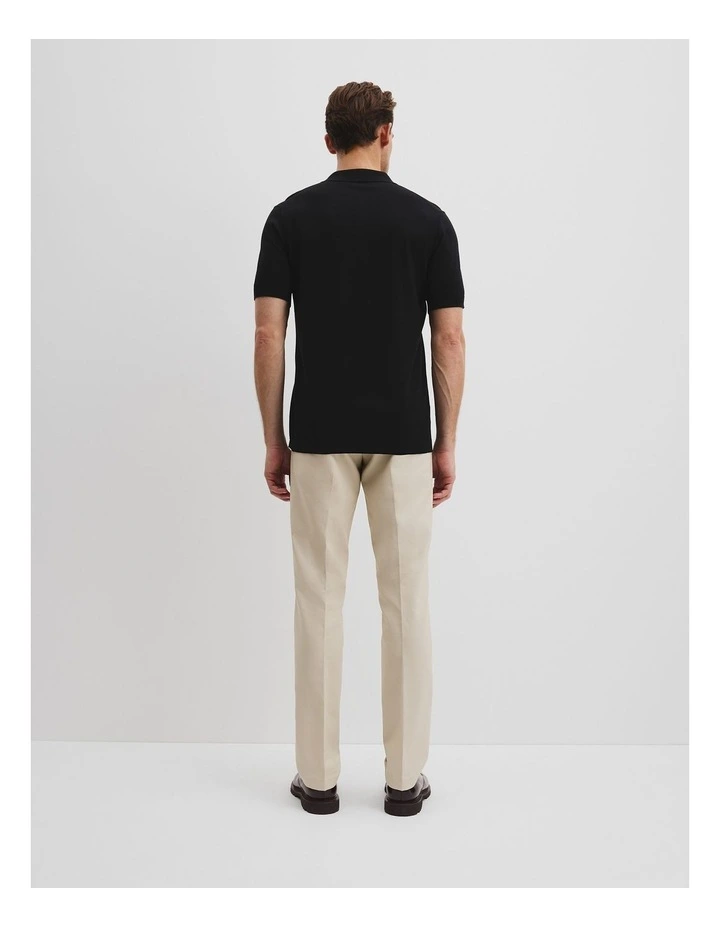 Australian Cotton Blend Silk Button Polo in Black image 4